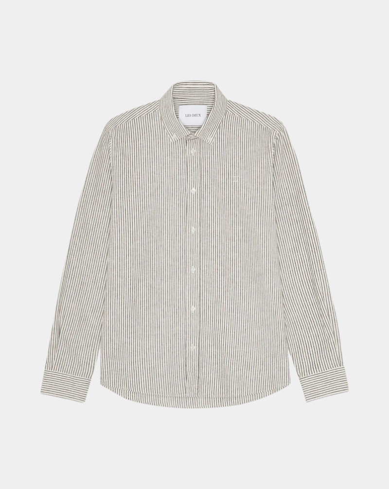Camisa Les Deux Konrad Stripe 1001330 826TEAK BROWN LES DEUX