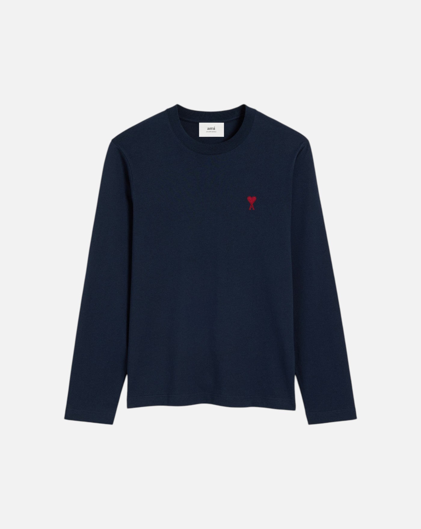 Camiseta Ami Paris Longlseeves with Red Ami de Coeur BFUTS235 724 430 NIGHT BLUE AMI PARIS 