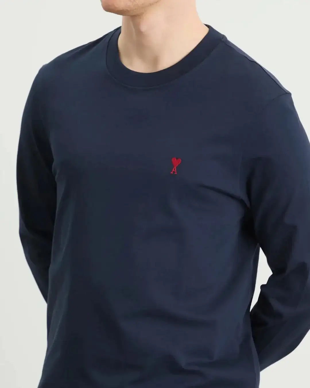 Camiseta Ami Paris Longlseeves with Red Ami de Coeur BFUTS235 724 430 NIGHT BLUE AMI PARIS 