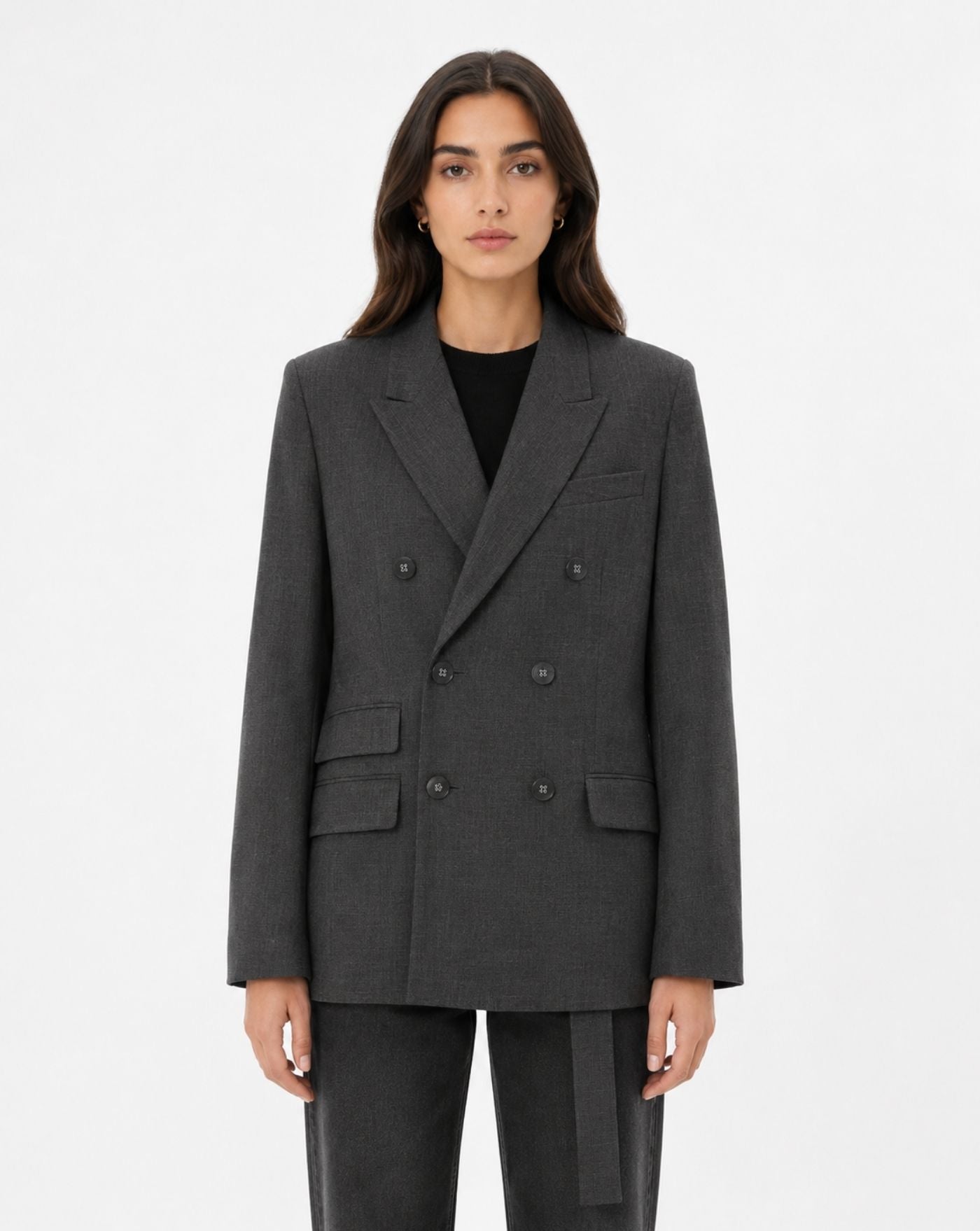 Chaqueta Ami Paris Double Breasted Boxy Blazer FBV778WV0211 A189 CARBON GREY AMI PARIS 