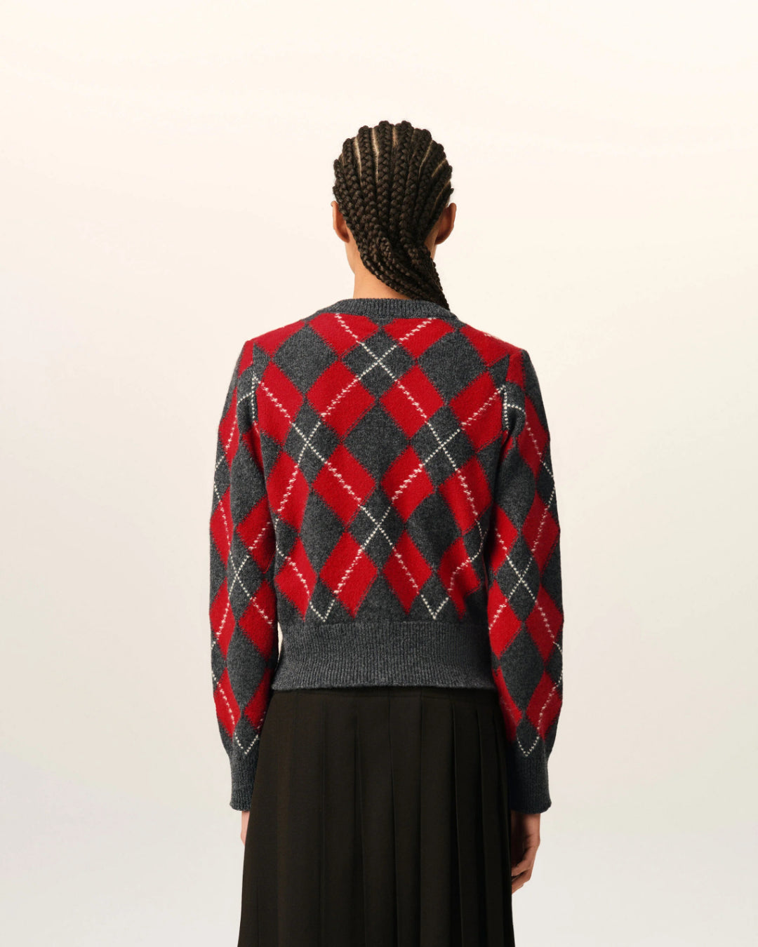 Chaqueta Ami Paris Crewneck Cardigan FKC400KN0202 A353 CARBON GREY/RUBY AMI PARIS 