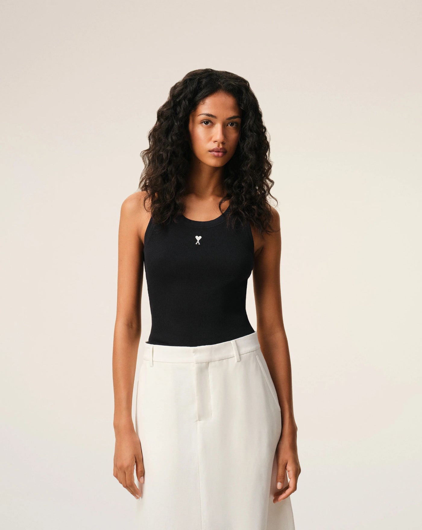Top Ami Paris Tanktop Quota FTP811JE0117 045 BLACK/WHITE CREAM AMI PARIS 