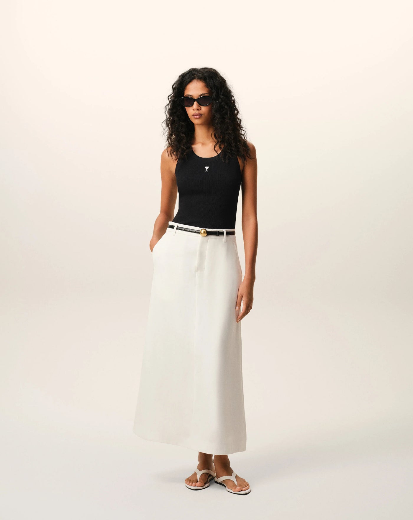 Top Ami Paris Tanktop Quota FTP811JE0117 045 BLACK/WHITE CREAM AMI PARIS 