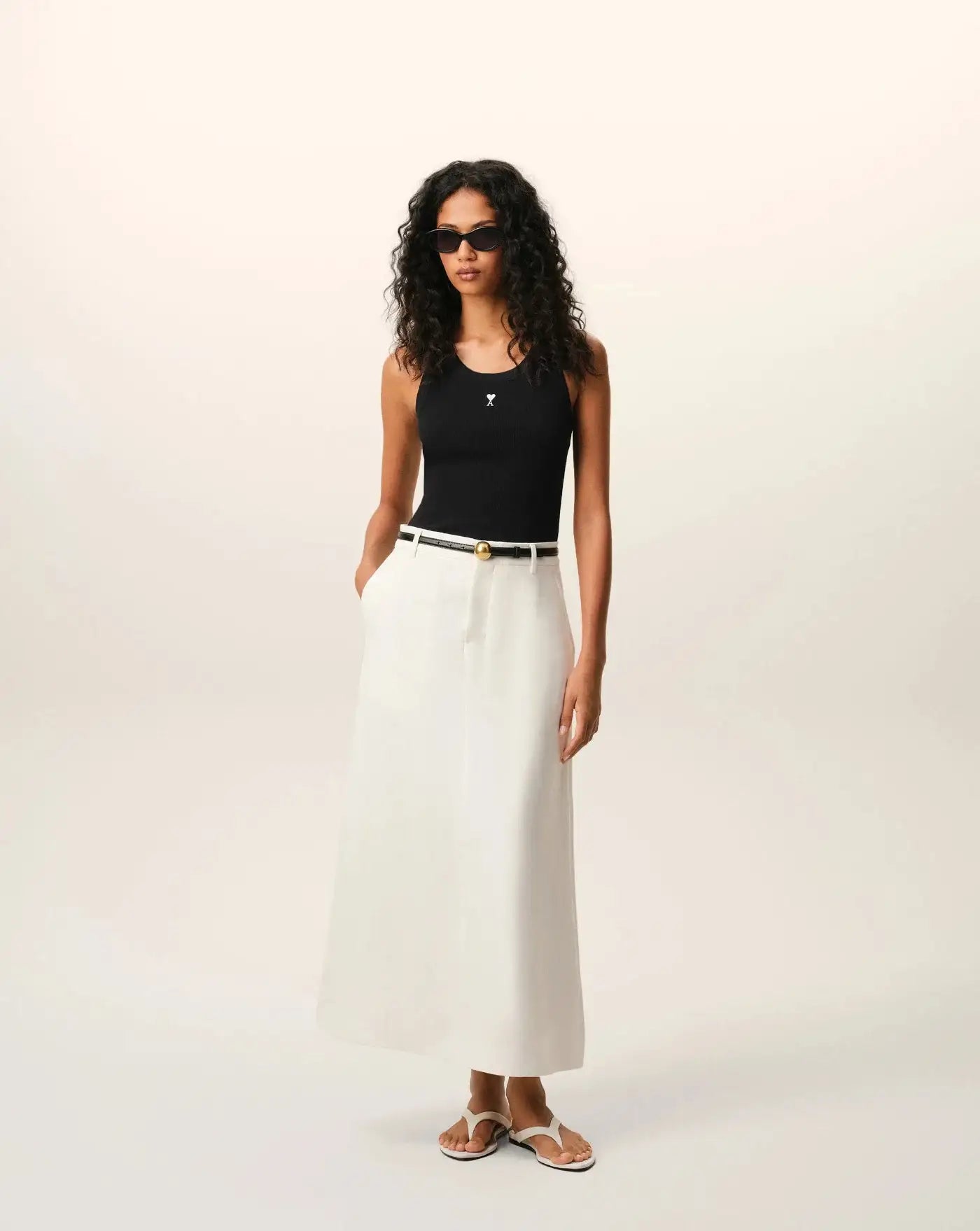 Top Ami Paris Tanktop Quota FTP811JE0117 045 BLACK/WHITE CREAM AMI PARIS 