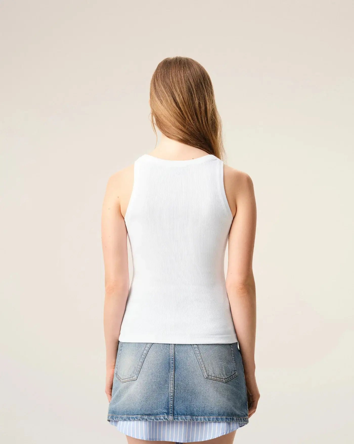 Top Ami Paris Tanktop with Contrasted Ami de Coeur FTP811JE0117 100 WHITE AMI PARIS 