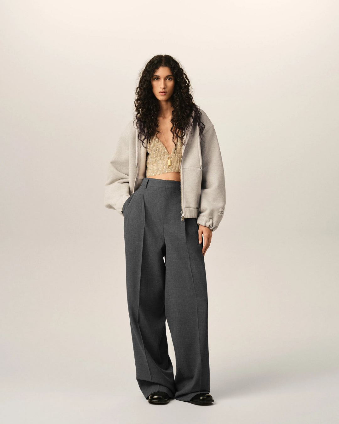 Pantalones Ami Paris High Waist Wide FTR858WV0211 A189 CARBON GREY AMI PARIS 