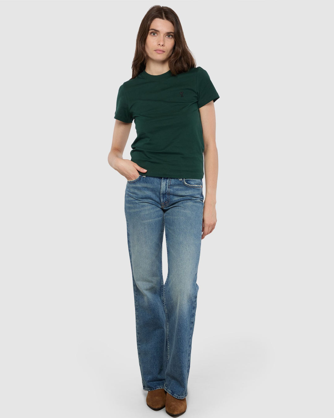 Camiseta Ami Paris Ami de Coeur FTS347724 A258 BOTTLE GREEN/BLACK AMI PARIS 