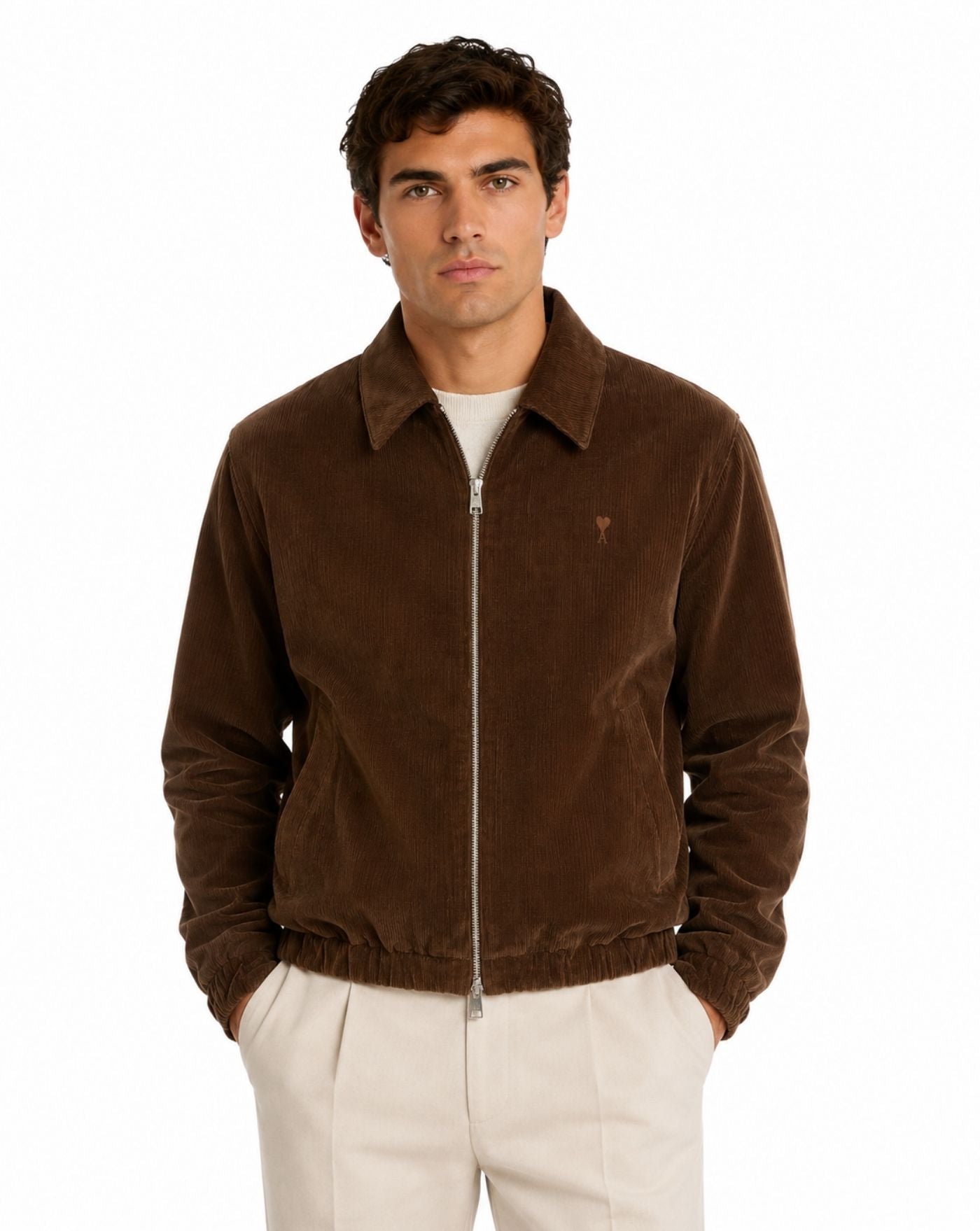Chaqueta Ami de Coeur Padded Zipped HJK830 CO0089 2221 CHOCOLATE BROWN AMI PARIS 