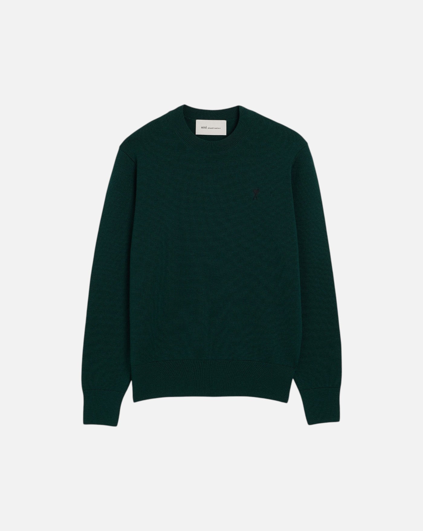 Jersey Ami Paris Quota Crewneck Sweater with Ami de Coeur HKS826 001 A258 BOTTLE GREEN/BLACK AMI PARIS 