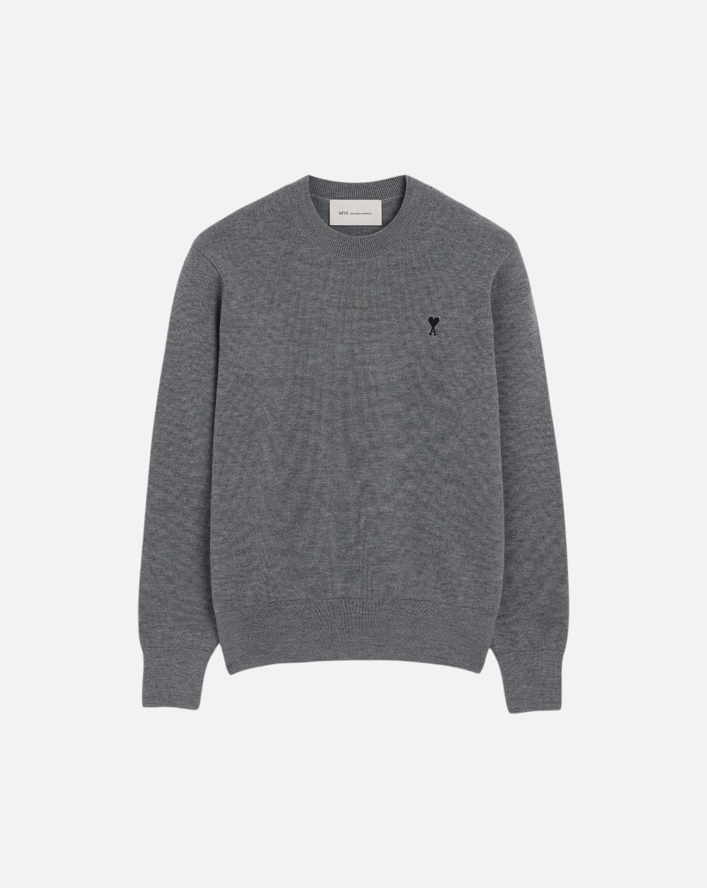 Jersey Ami Paris Quota Crewneck Sweater with Ami de Coeur HKS826 001 A336 HEATHER ASH GREY/BLACK AMI PARIS 