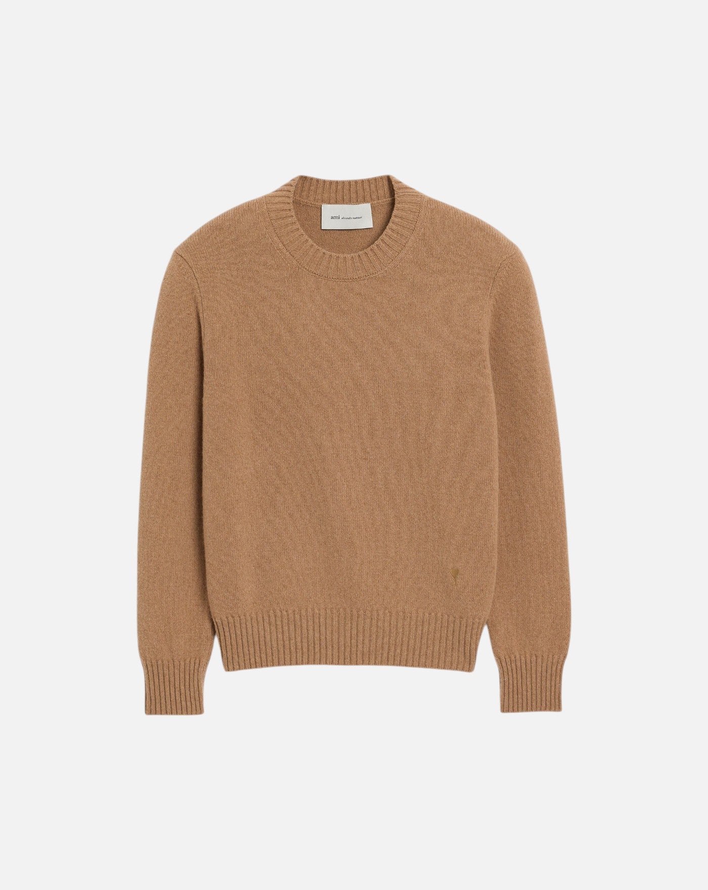 Jersey Ami Paris Crewneck Sweater with Tonal Ami de Coeur HKS832 005 280 CAMEL AMI PARIS 