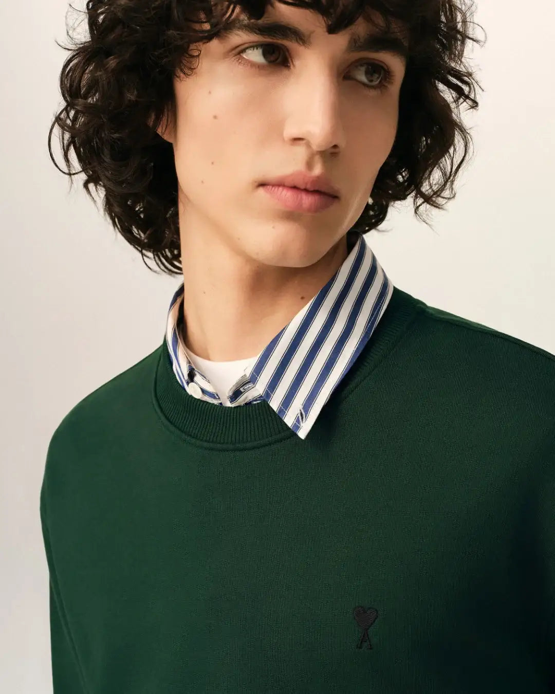 Sudadera Ami Paris with Contrasted Ami de Coeur HSW763 730 A258 BOTTLE GREEN/BLACK AMI PARIS 