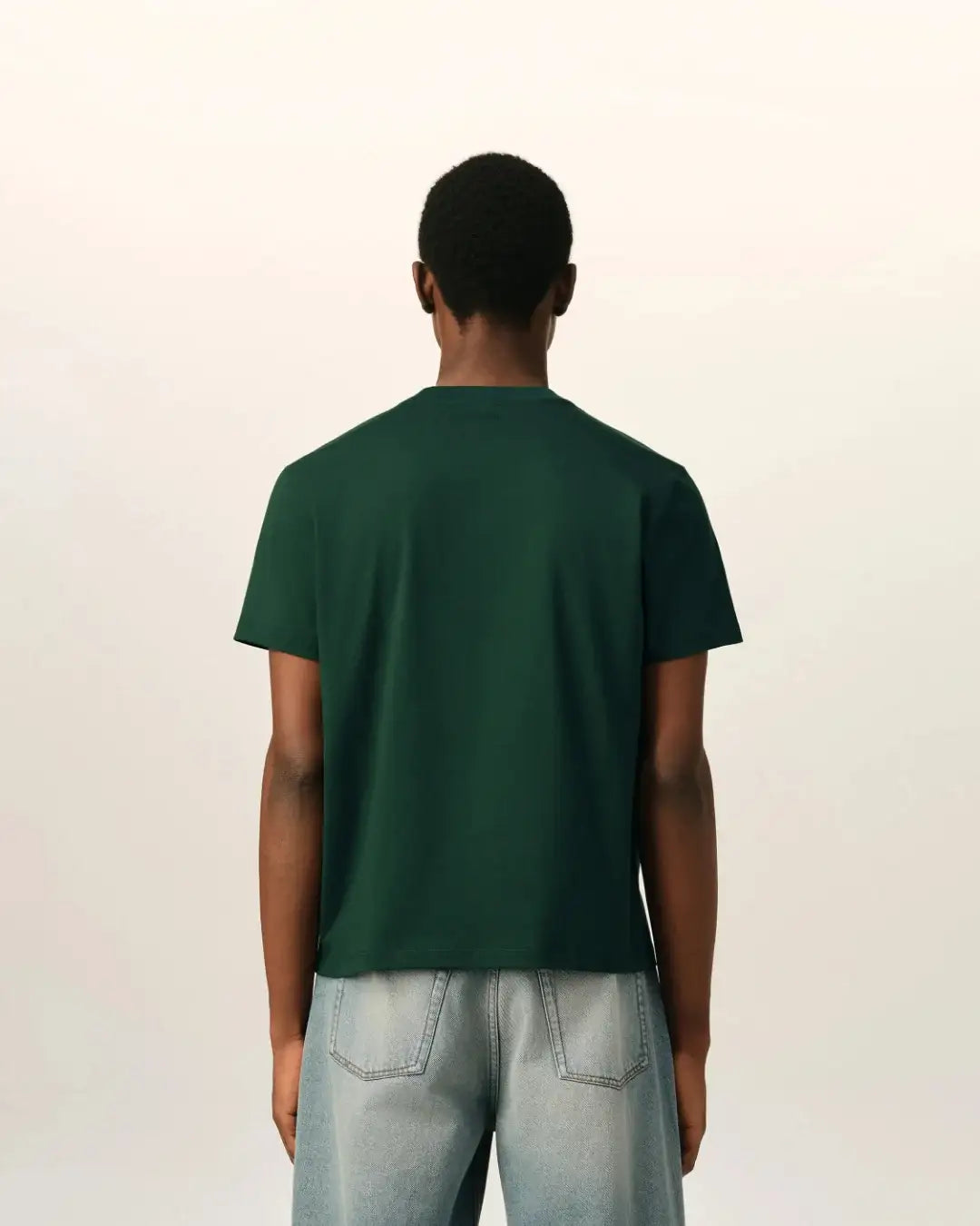 Camiseta Ami Paris with Contrasted Ami de Coeur HTS346 724 A258 BOTTLE GREEN/BLACK AMI PARIS 