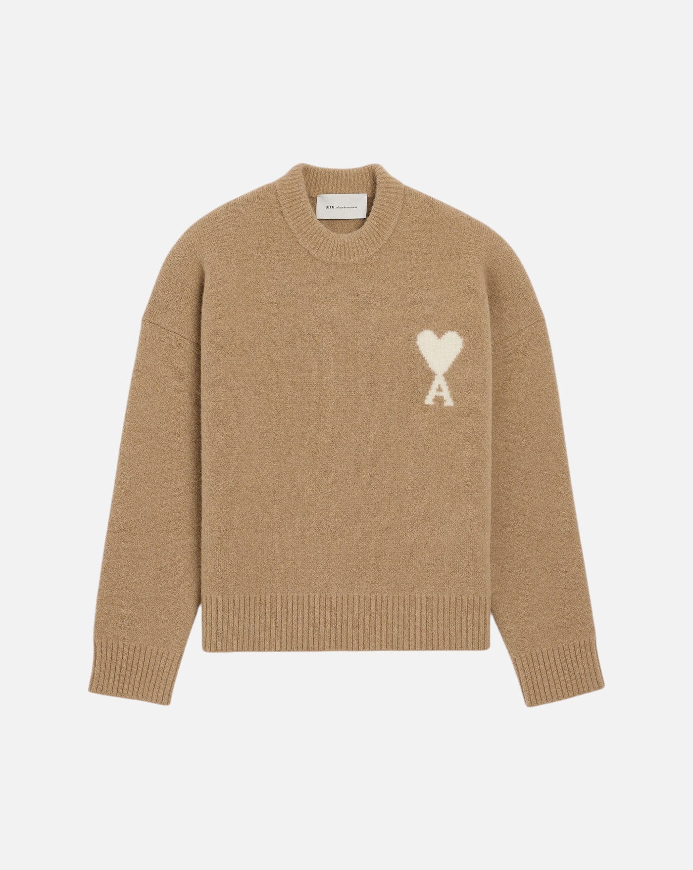 Jersey Ami Paris Crewneck Quota Sweater UKS836KN0135W A278 BEIGE MASTIC/OFF WHITE AMI PARIS 