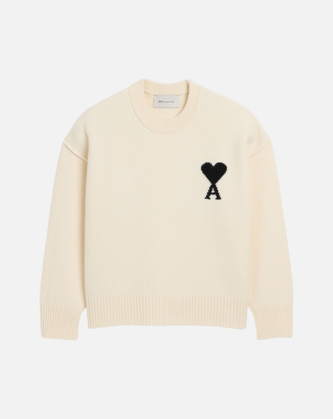 Jersey Ami Paris Crewneck Quota UKS838 018 151 OFFWHITE/BLACK AMI PARIS 