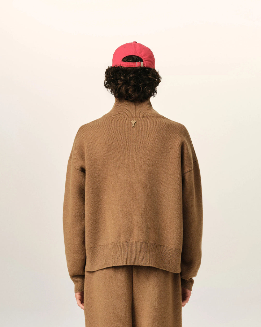 Jersey Ami Paris High Buttoned Collar Sweater UKS885 KN0192 280 CAMEL AMI PARIS 
