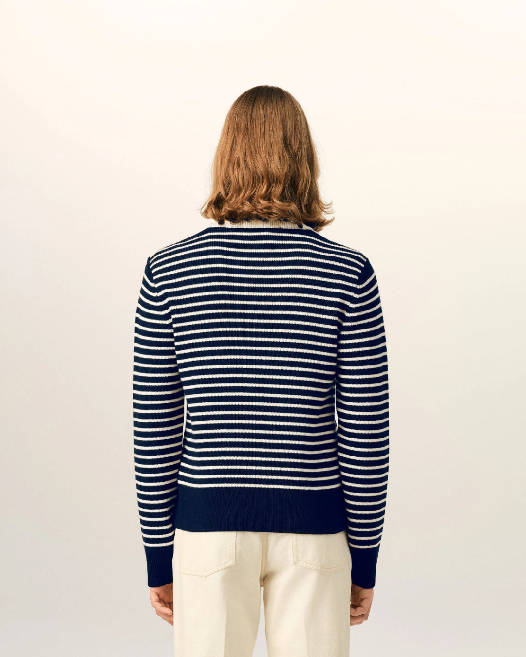 Jersey Ami Paris Striped Crewneck Sweater UKS891 KN0200 A319 NAVY/IVORY AMI PARIS 
