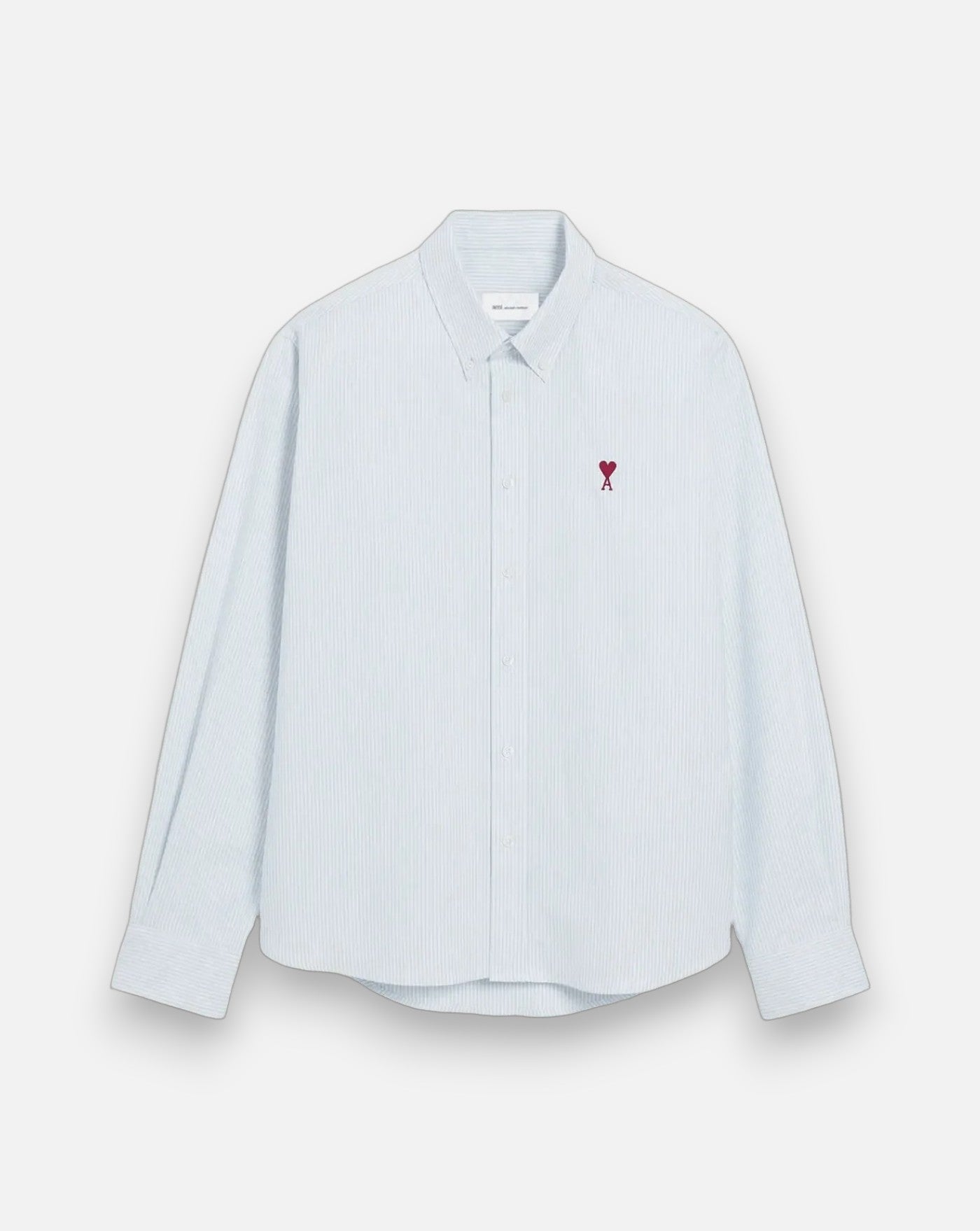 Camisa Ami Paris Quota Contrasted Ami de Coeur Button Down Collar Classic Fit USH878 CO0087 475 SKY BLUE/NATURAL WHITE AMI PARIS 