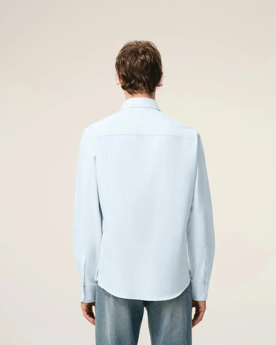 Camisa Ami Paris Quota Contrasted Ami de Coeur Button Down Collar Classic Fit USH878 CO0087 475 SKY BLUE/NATURAL WHITE AMI PARIS 