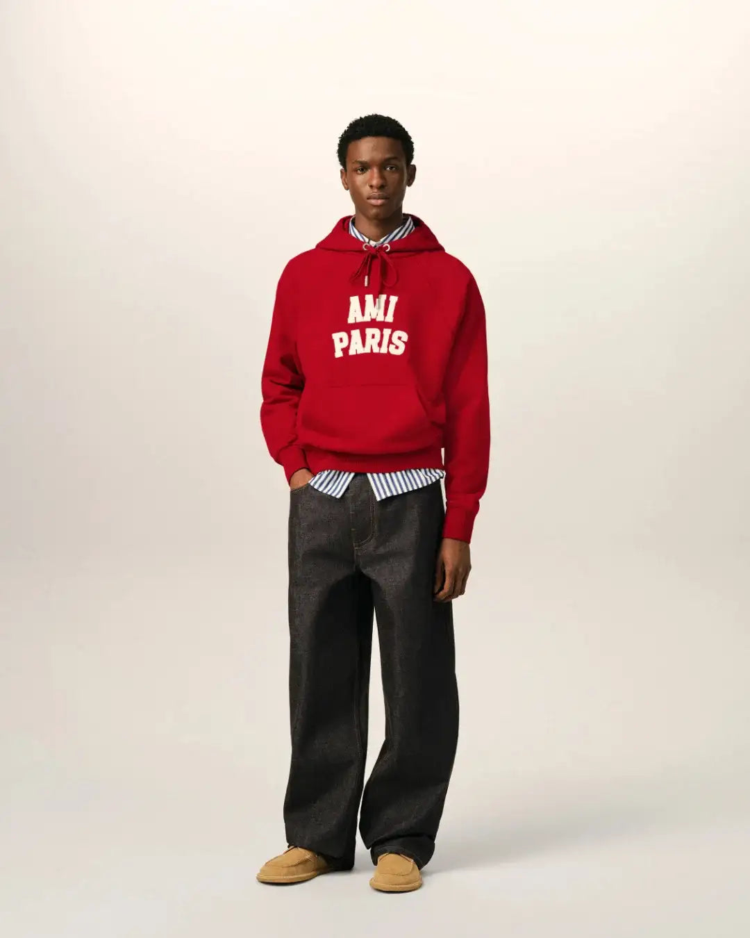 Sudadera Ami Paris Hoodie with Ami Paris Felt Embroidery USW803 JE0273 A202 RUBY RED/IVORY AMI PARIS 