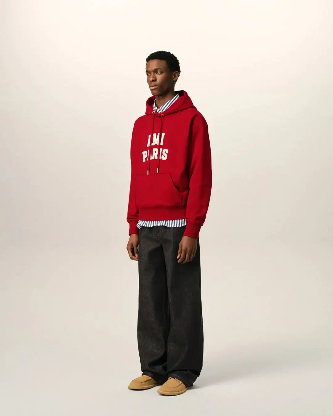 Sudadera Ami Paris Hoodie with Ami Paris Felt Embroidery USW803 JE0273 A202 RUBY RED/IVORY AMI PARIS 