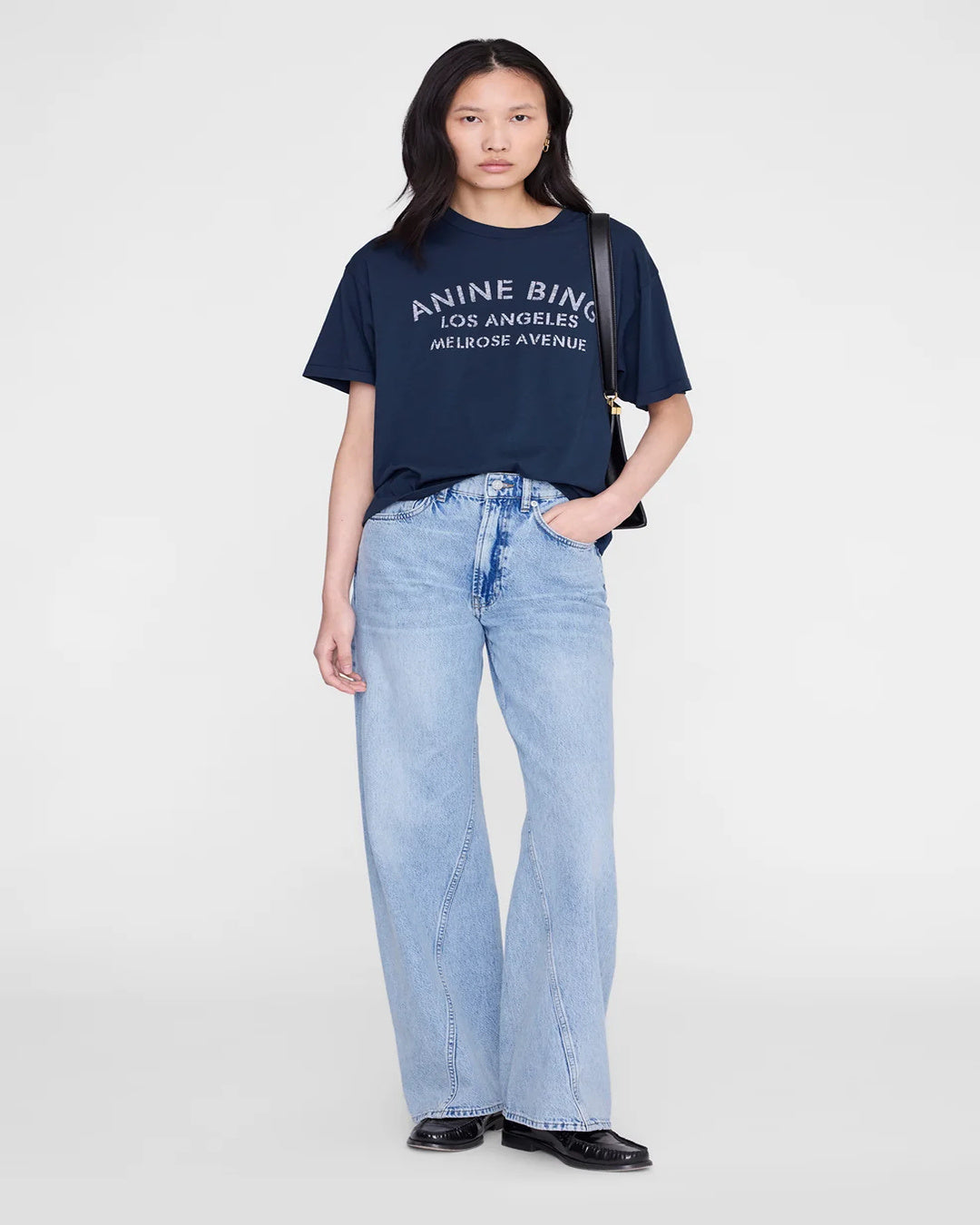 Camiseta Anine Bing Cade Tee Melrose Stencil A0812930WBL1 WASHED BLACK ANINE BING 
