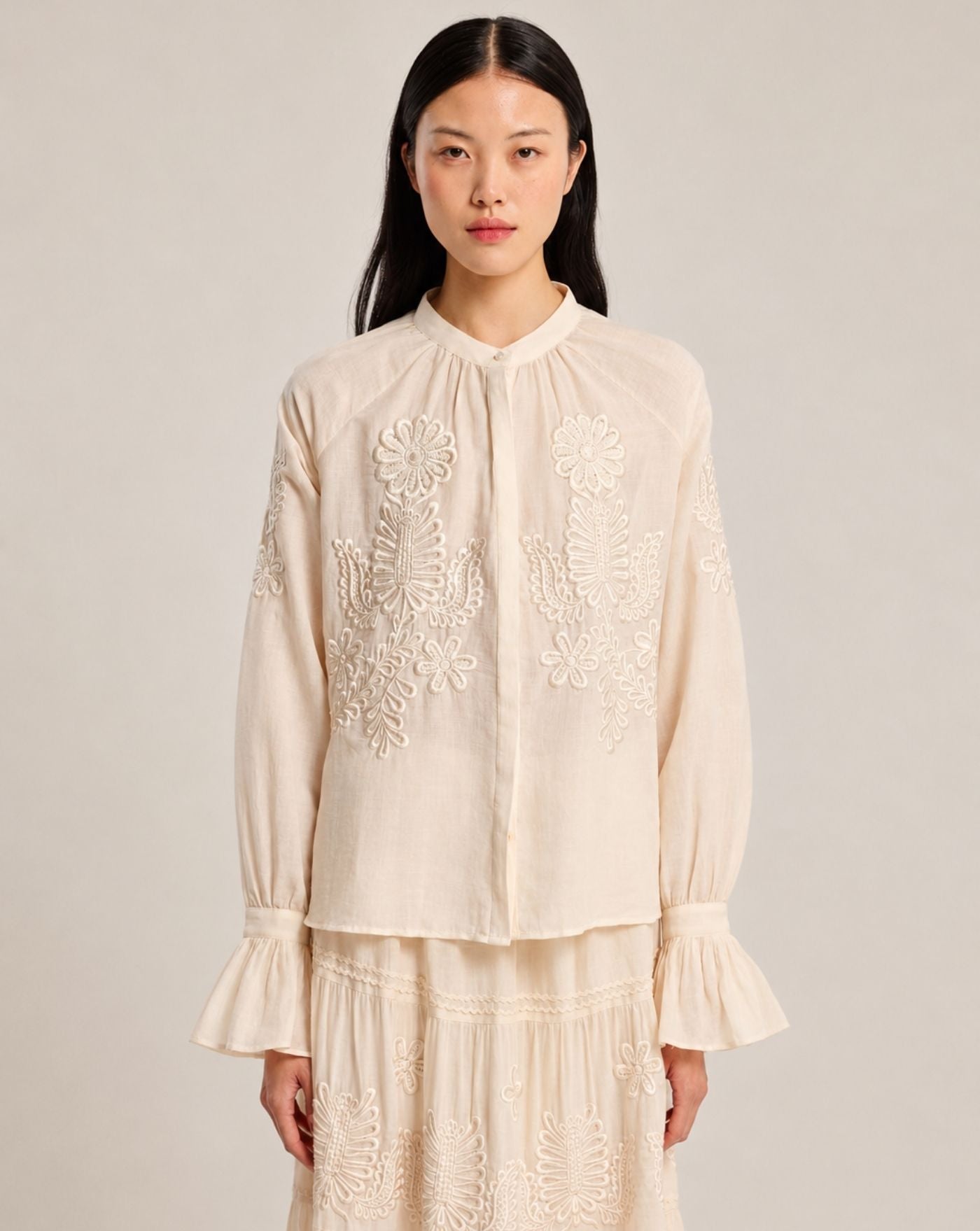 Blusa Antik Batik Marta Blouse<BR/> MARTA1BLO CREAM ANTIK BATIK 