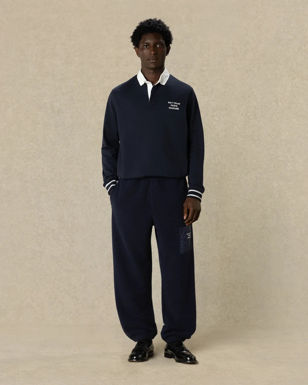 Polo Drôle de Monsieur Slogan Longsleeve Polo PL190 CO248 NAVY DROLE DE MONSIEUR 