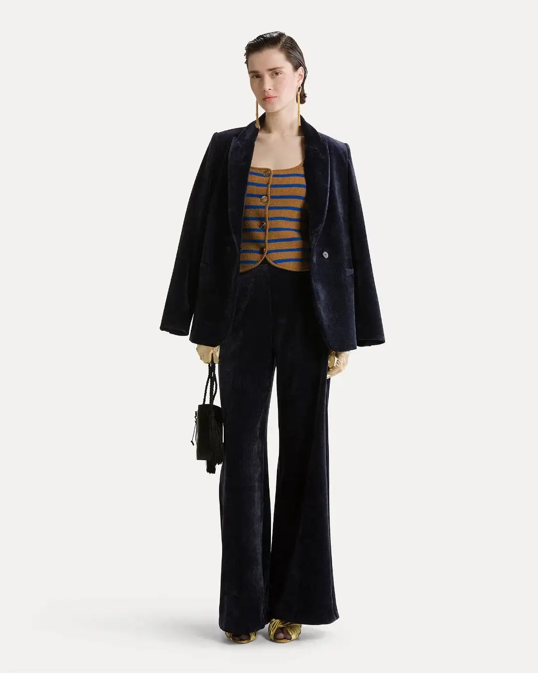 Pantalones Forte Forte Double Twill Velvet High Waist 15022 NOTTE FORTE FORTE 