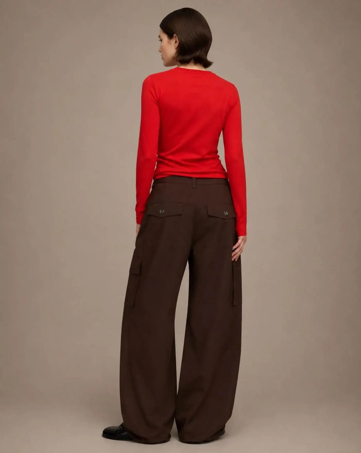 Pantalones Ganni Cargo Trousers in Brown Cotton<BR/> A1080164 979 GANNI 