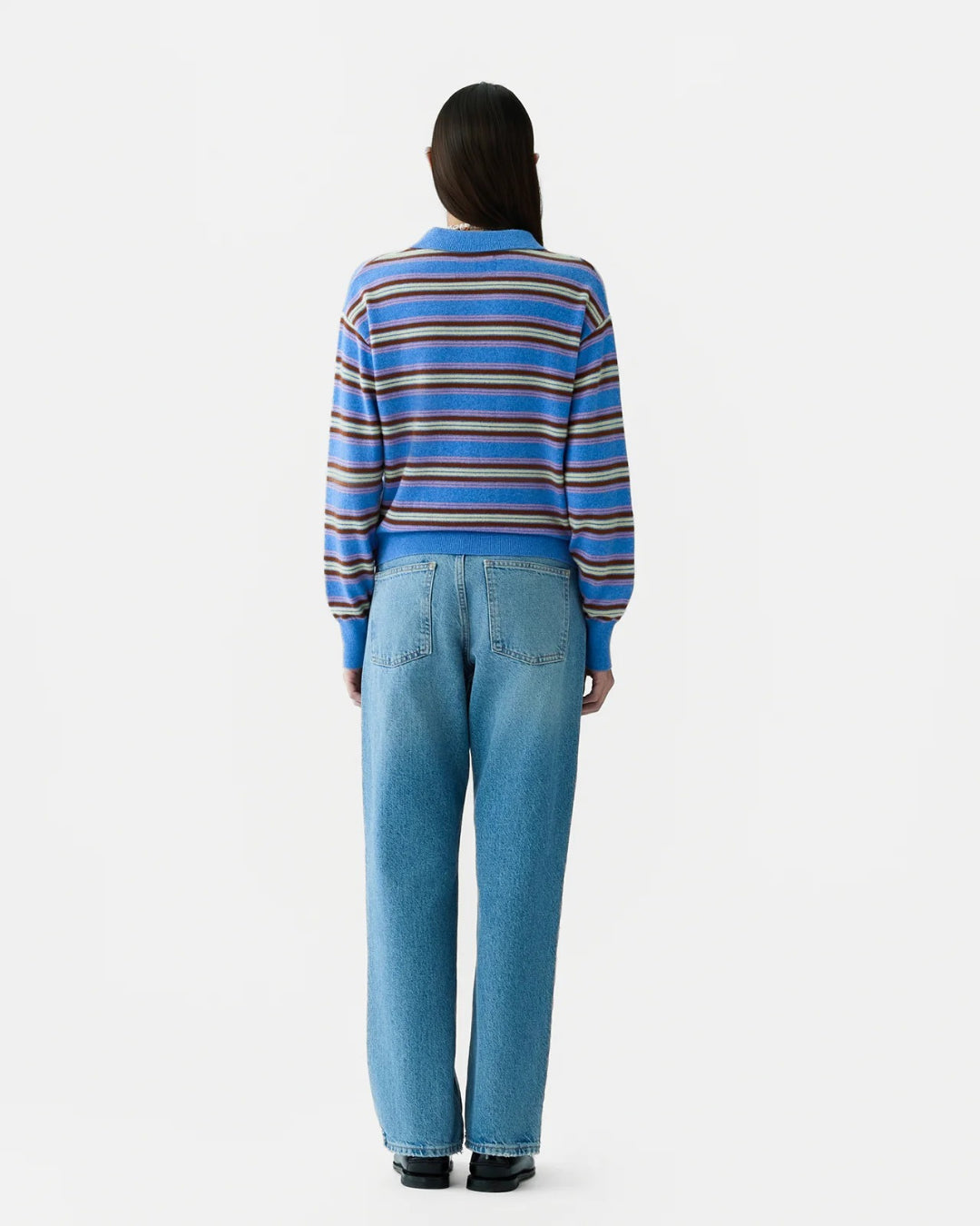 Jersey Collegiate Stripe Polo W43810JL DLFBLCO GUEST IN RESIDENCE 