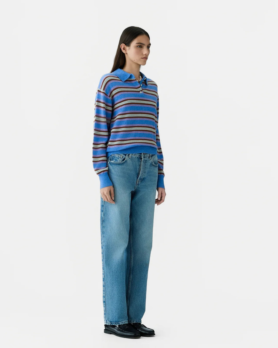 Jersey Collegiate Stripe Polo W43810JL DLFBLCO GUEST IN RESIDENCE 