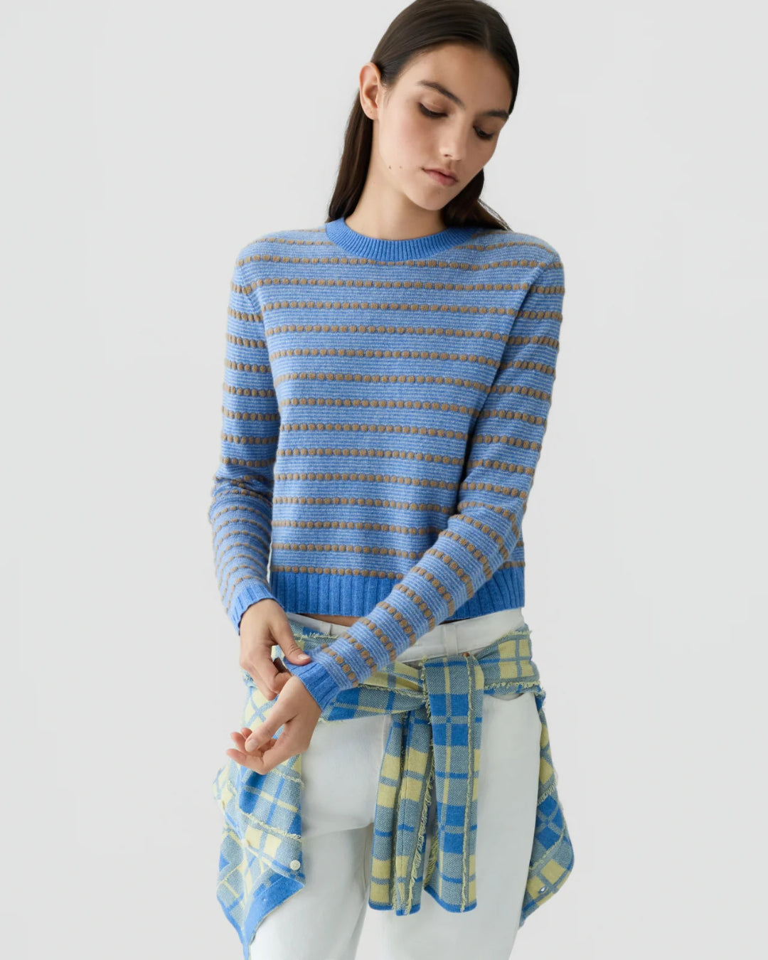 Jersey Guest in Residence Pebble Stripe Shrunken Crew W44010JM DLFBLCO GUEST IN RESIDENCE 