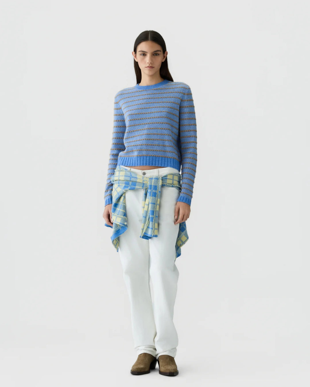 Jersey Guest in Residence Pebble Stripe Shrunken Crew W44010JM DLFBLCO GUEST IN RESIDENCE 