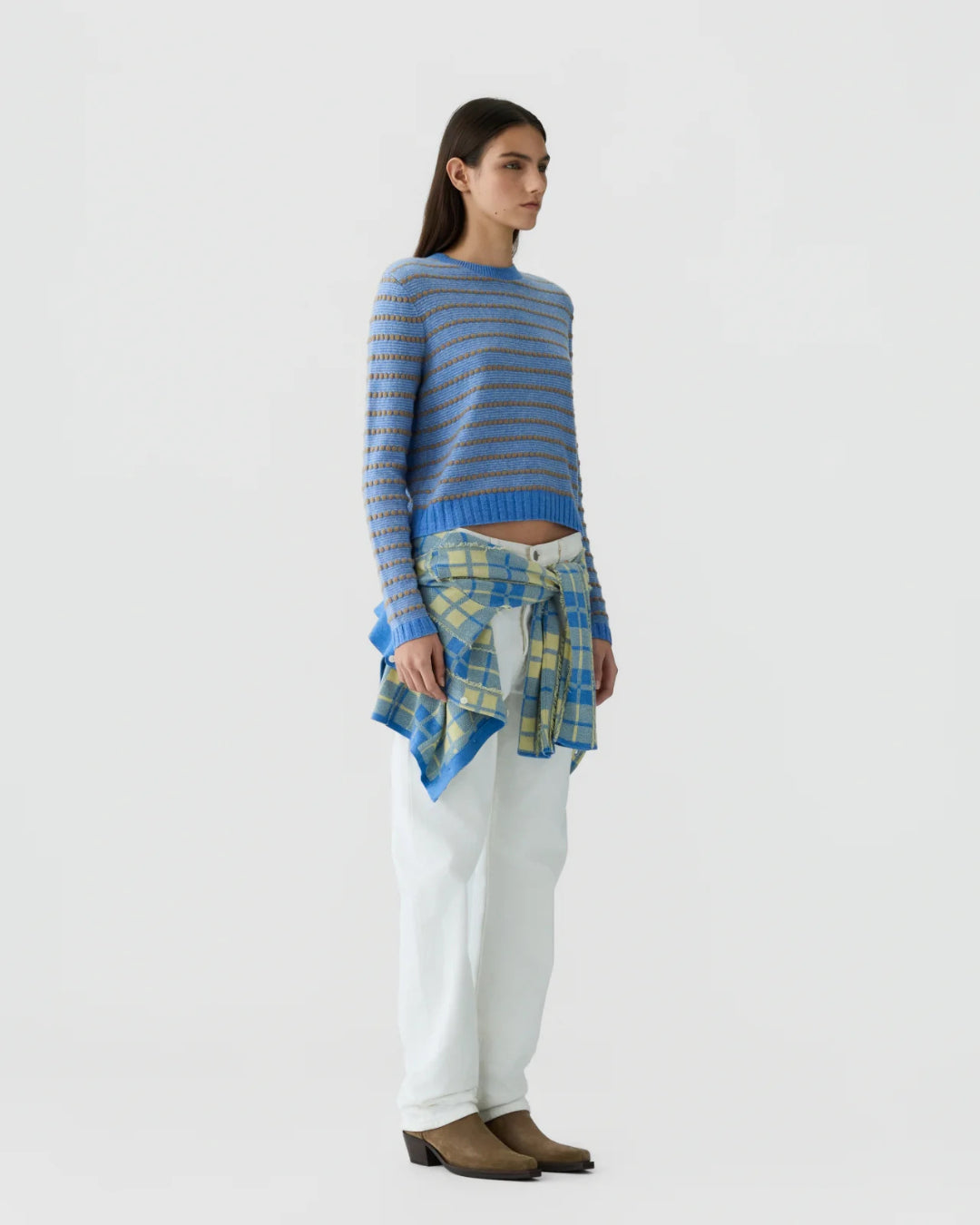 Jersey Guest in Residence Pebble Stripe Shrunken Crew W44010JM DLFBLCO GUEST IN RESIDENCE 