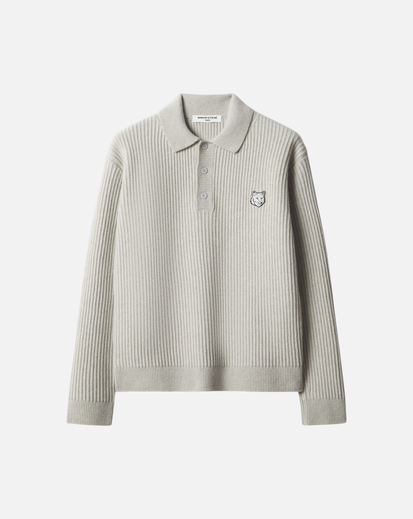 Polo Maison Kitsune Fox Head Wool Ribbed Polo Jumper PM00213KT1149 H120 MAISON KITSUNE 