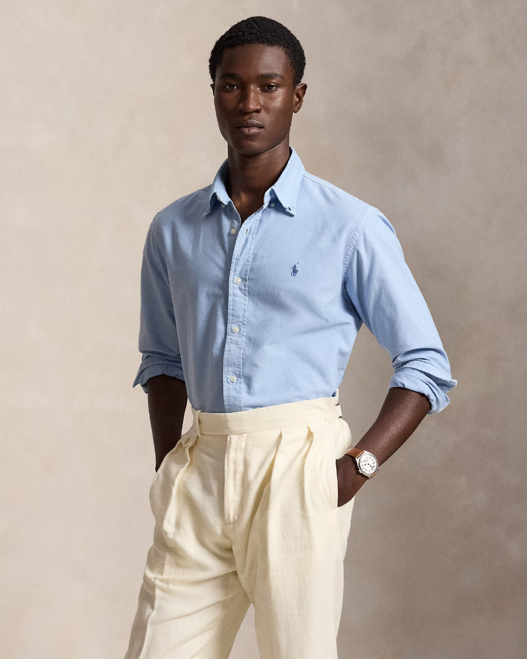 Camisa Polo Ralph Lauren Oxford 710805564528 CHAMBRAY BLUE POLO RALPH LAUREN 