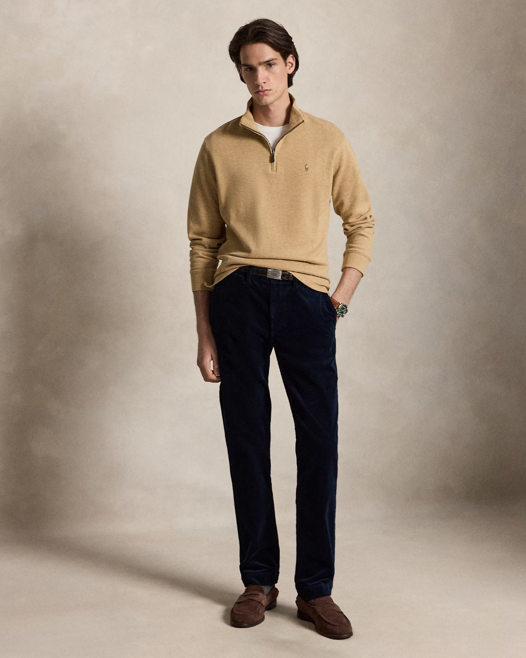 Jersey Polo Ralph Lauren Knit-Half Zip 710P07411006 CLASSIC CAMEL HEATHER POLO RALPH LAUREN 