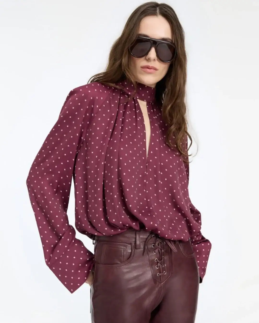 Camisa Rotate Dot Satin Bow Shirt 1151103113 3113 ROTATE 
