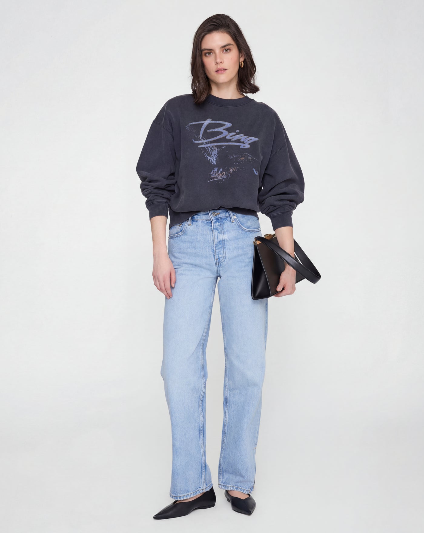 Sudadera Anine Bing Spencer Sweatshirt Eagle A0812161WBL WASHED BLACK ANINE BING 