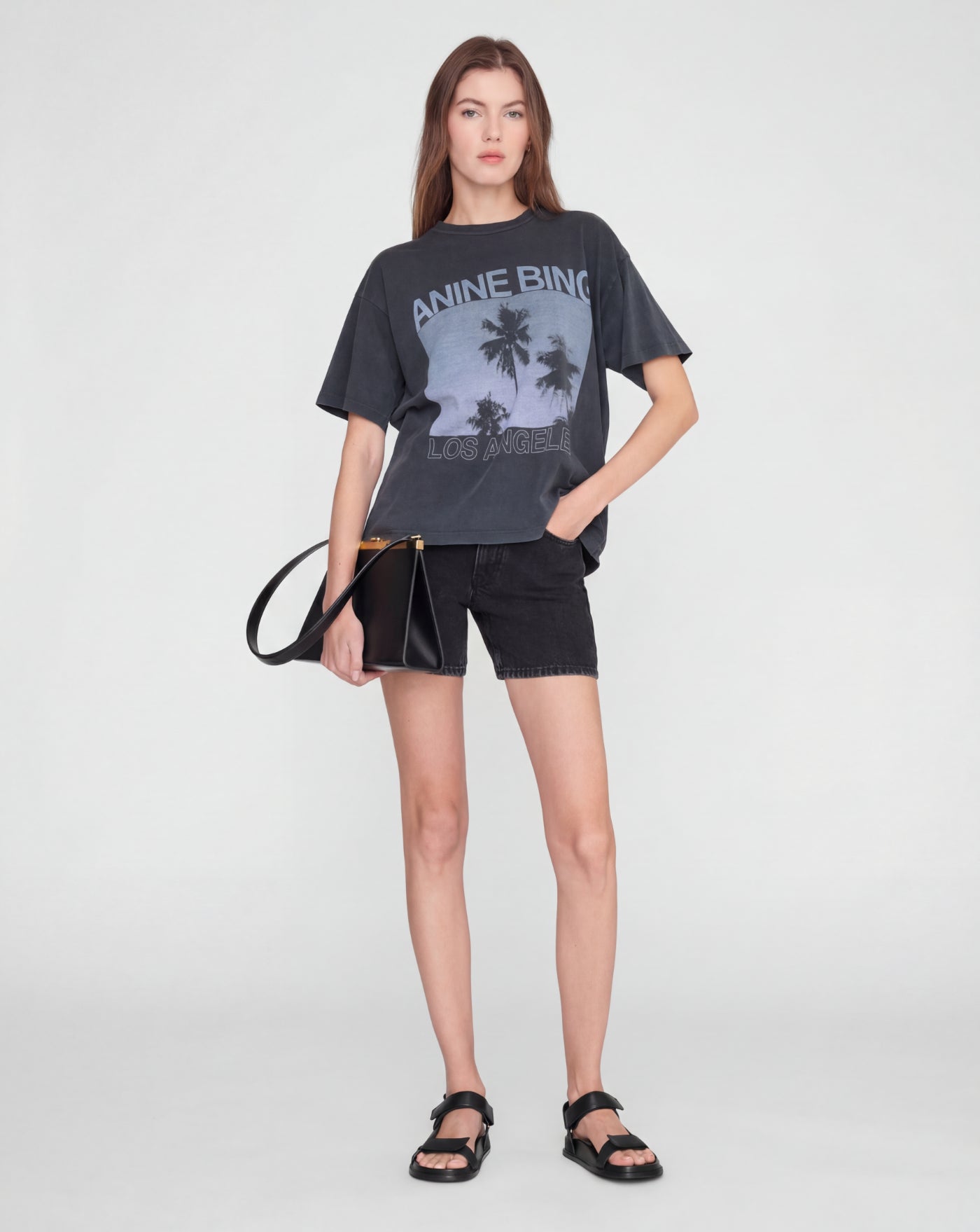 Camiseta Anine Bing Cade Tee Palms A0812162 WBL1WASHED GREY ANINE BING 