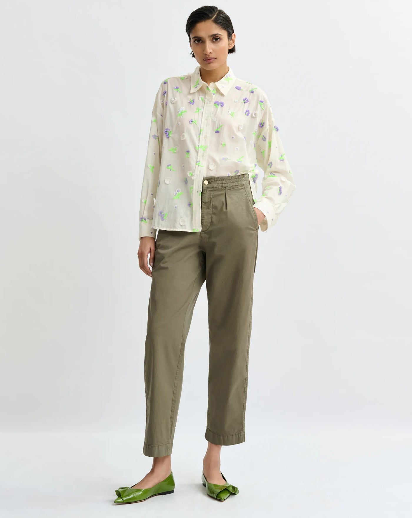 Camisa Essentiel Antwerp Jimena Embroidered Boxy Shirt JIMENA J1OWOFF WHITE ESSENTIEL ANTWERP 