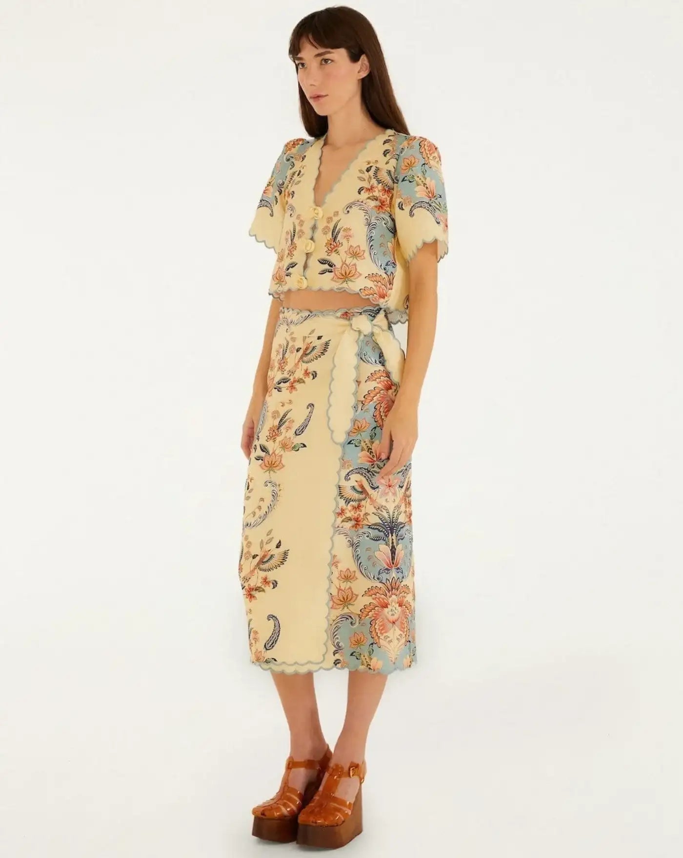Falda Farm Rio Boho Beauty Butter Midi Skirt 348847 26016 FARM RIO 