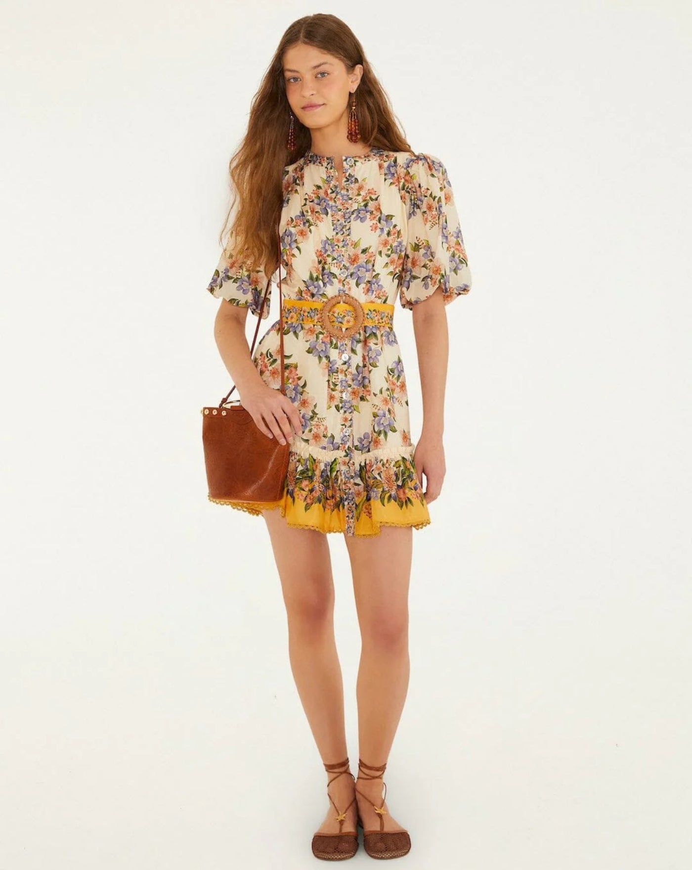 Vestido Farm Rio Hilo Stripes Sand Mini Dress 353546 26056 FARM RIO 