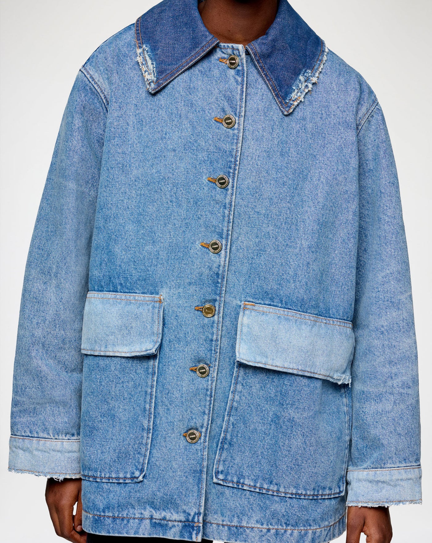 Chaqueta Denim Ganni "patchwork" A1010179 567 MID BLUE VINTAGE GANNI 