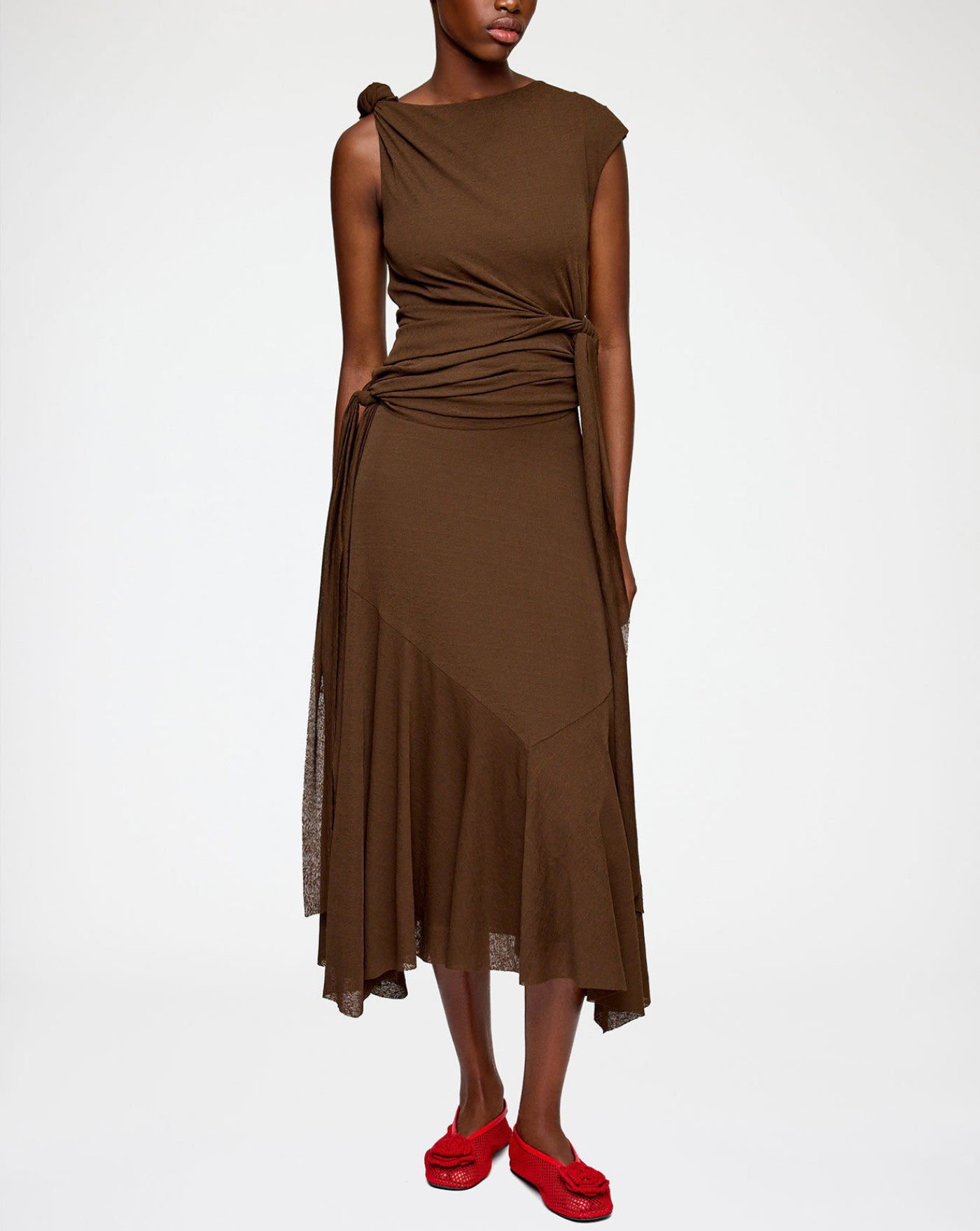 Vestido Ganni Long Dress in Marl Mesh<BR/> A1030487 ZWX DEMITASSE GANNI 