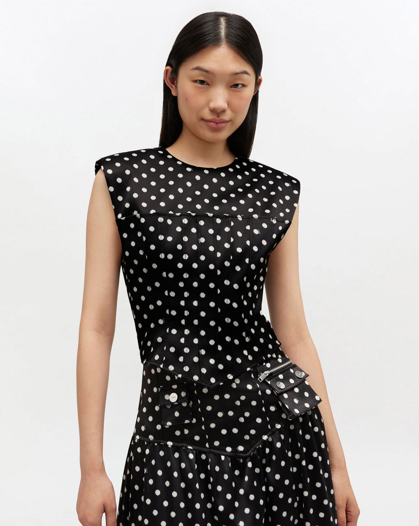 Top Ganni Lunares Satin A1040078 099 GANNI 