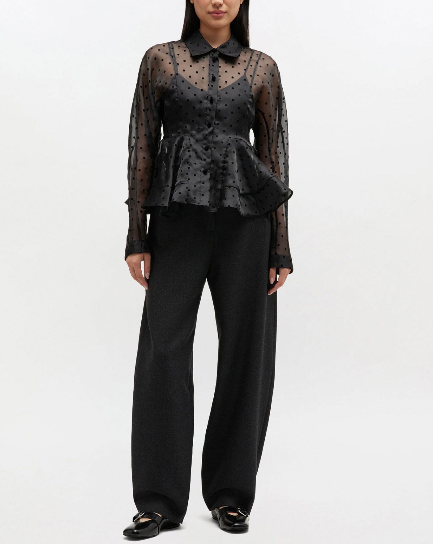 Blusa Ganni Flocked Organza A1040083 099 GANNI 