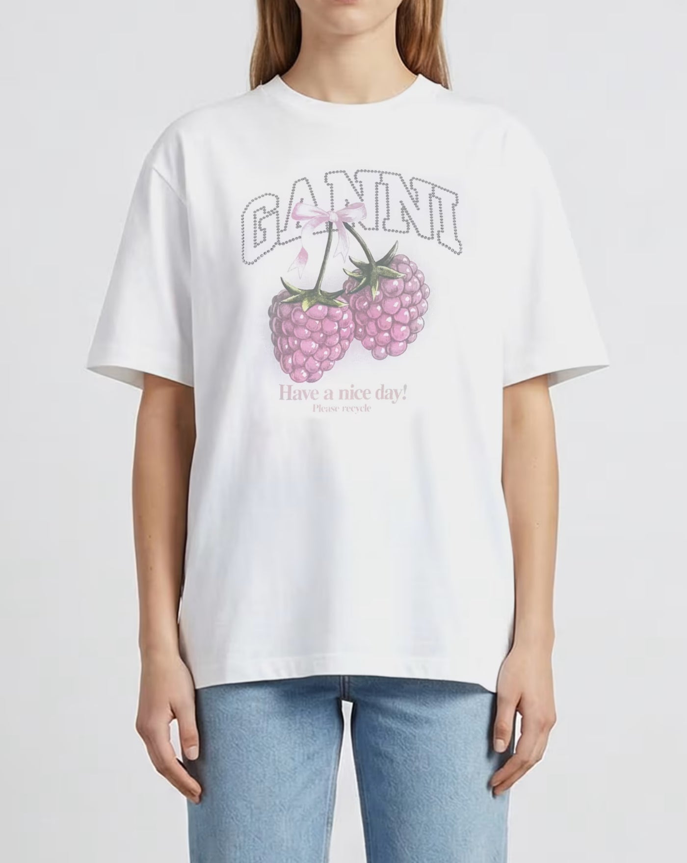 Camiseta Ganni Heavy Cotton Jersey Raspberry A1050140 151BRIGHT WHITE GANNI 