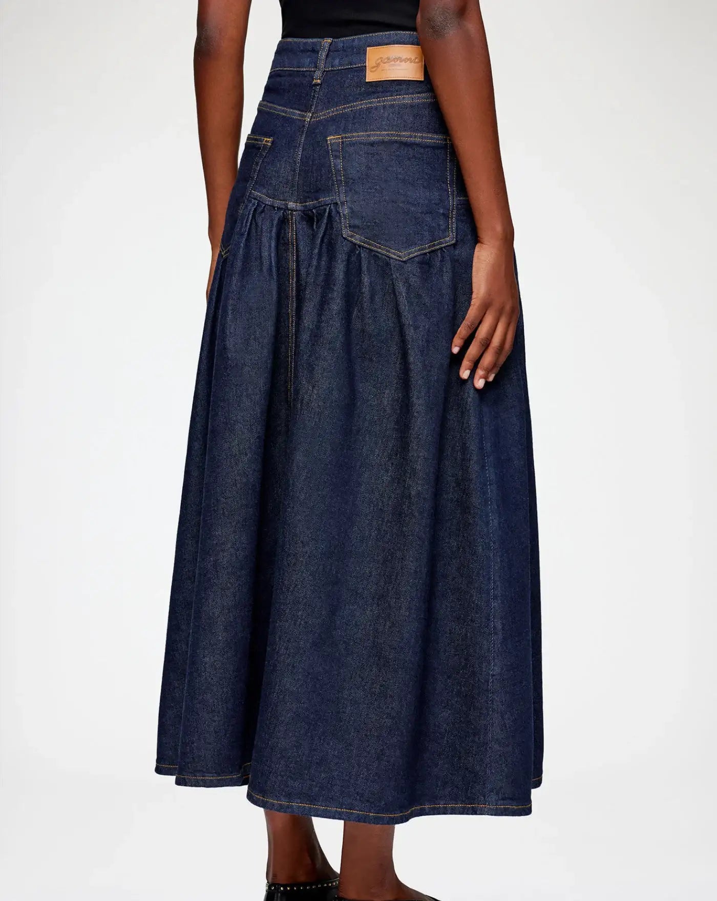 Falda Ganni Stretch Denim Long Skirt<BR/> A1090248 077 GANNI 